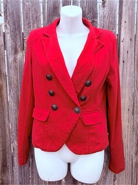 Iris Basic Red Double-Breasted Blazer